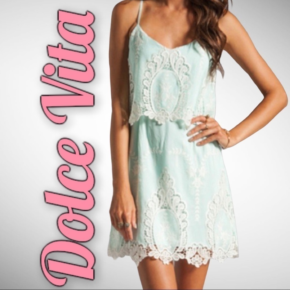 DOLCE VITA Jeralyn Silk Mini Dress in Mint, Size Small